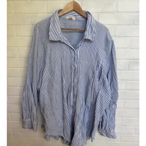 FESTI Torrid Women's Plus Size Boho Soft Vertical Blue White Striped Top sz 4x